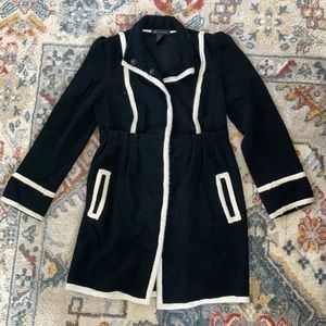 INC International Concepts Black Coat with White Piping
